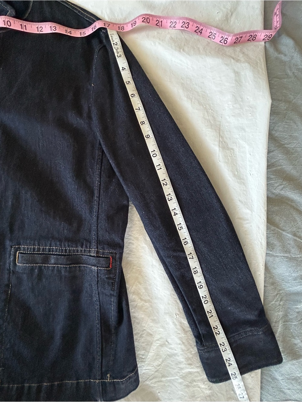 UNIQLO Ines de la Fressange Denim Chore Jacket Coverall Women Size L Dark Wash - Picture 12 of 12
